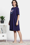 Zivame 2 Mile Fashion Knit Cotton Oversized Knee Length Loungewear Dress - Medieval Blue — thumbnail 3